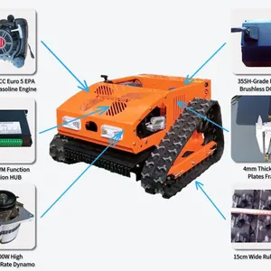 Vigorun Industrial Grade Cordless Remote Operated Track-Mounted Grass Cutting Machine 4-Stroke 224cc Gasoline Engine 550mm CE thumbnail-4