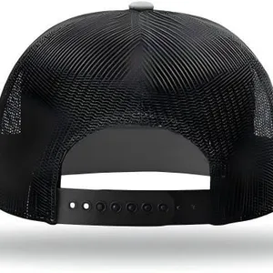 Blank 7 Panel Flat Bill Mesh Trucker Hat Breathable Snapback Baseball Cap Custom Logo Outdoor Sports Hat for Wholesale thumbnail-5