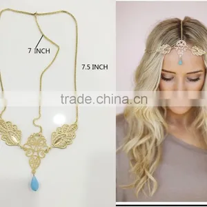 FASHION METAL HAIR BAND GLASS TEARDROP MKH-16036010 thumbnail-1