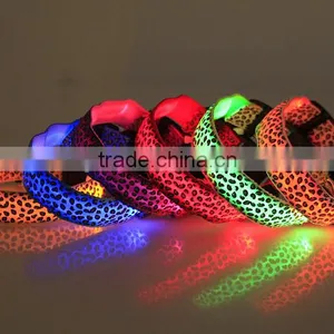 Leopard-print Flat Fibre LED Collar Light Pet Dog Collar Supports Customized Size thumbnail-1