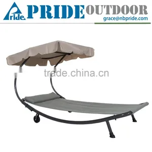Double Hammock With Steel Stand and Sun Shade Hanging Hammock Chair Garden Swing Hammock thumbnail-1