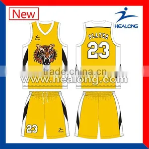 Yellow Color Basketball Jersey Uniforms Sportswear Design thumbnail-1