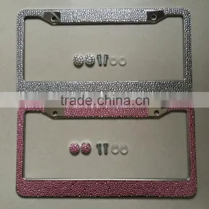 2016 Bling License Plate Frames Pink Diamond Crystal License Plate Frame With Scraw Cap thumbnail-2