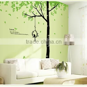 Removable Wall Stickers Environmental Green Treetops Study Bedroom Living Room TV Wall Background Trees Bird Dining Wall Sticker thumbnail-1