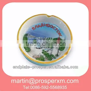 Round Souvenir Custom Ceramic Ashtray thumbnail-1