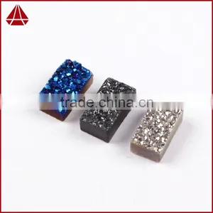 Small Grain Rectangle Flat Agate Druzy Bar Cabochon Semi-precious Gemstone for Jewelry thumbnail-3