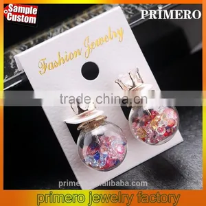 Brand Design Jewelry Thick Glass Beads Double Pearl Stud Earring thumbnail-1