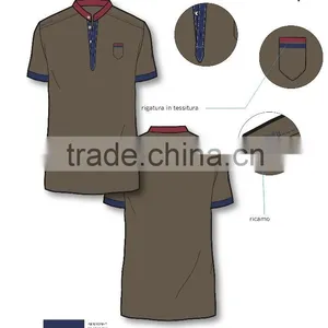 2016 Fashion Men's Green Polo Shirt With Placket Italy New Design ODM Service thumbnail-1