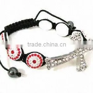 Evil Eye and Sideways Cross Bracelet thumbnail-1