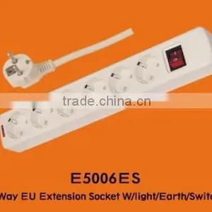 6-way 2 Pin EU Standard Ground Light Switch Extension Socket thumbnail-1