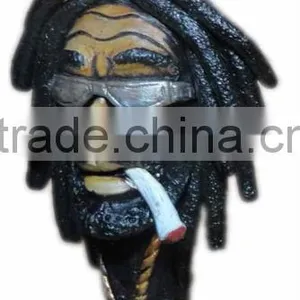 Figurine Shaped Hand Crafted Smoking Pipes - Rasta Man W/. Sun Glasses thumbnail-1