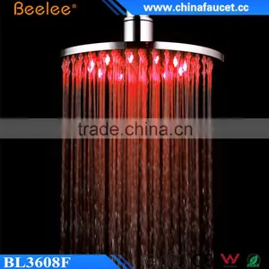 Round Brass Luxury Shower High Pressure Colorful LED Shower Head Powered by Water Pressure thumbnail-1
