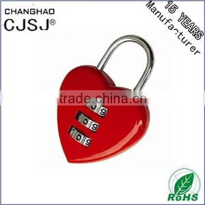 CJSJ Hot Sale Cable Padlock CH-28B Red Heart Shaped Combination Lock thumbnail-1