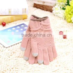 Crossbanding Woolen Yarn Touch Screen Gloves With Conductive Fiber Fingertips For Christmas 2015 thumbnail-2