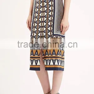 Midi Aztec Stripe Print Skirt thumbnail-2