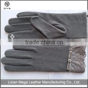 Ladies Fashion Dress Grey Wool Touch Gloves,smartphone Cashmere Lining thumbnail-1