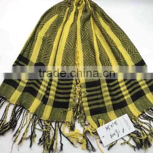 WLHH0619-14 100%Viscose Yellow Houndstooth Plo Scarf thumbnail-1