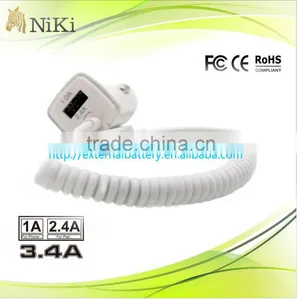 New Arrival Portable 5V 3.4A Car Charger With Fixed Usb Cable for IPhone IPad and Mobile Phone thumbnail-1