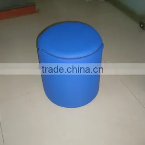 Mini Leather Ottoman - Blue thumbnail-1