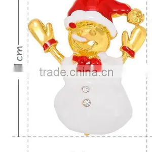 Hooray Red Hat Snowman Gold Plated X'mas Brooch thumbnail-1