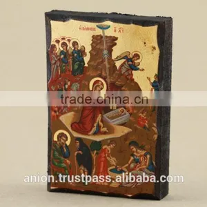 Orthodox Greek & Russian Small Wooden Icon thumbnail-1