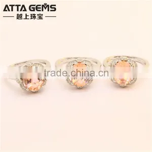 Fashion Created Morganite #777 Oval Shape 925 Silver Ring for Girl thumbnail-2