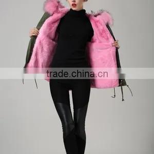 Women Casual Bomber Jacket With Raccoon Fur Hooded Parka for Lady thumbnail-2
