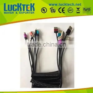 8pin to USB Cable,metal Phone5 Spiral Cable.metal Shell,white,high Quality thumbnail-1