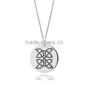 14k Silver Pendant With Genuine Jet Color Crystal Customize Design in Celtics '1' thumbnail-1