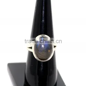 Labradorite Oval Cab 925 Sterling Silver Loose Gemstone Ring thumbnail-1