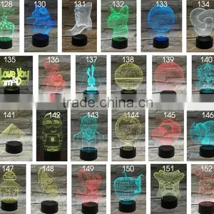 2016 New 3D Optical Night Light 7 Light Colors 10 LEDs AA Battery or DC 5V Mixed Lot With IR Remote Control Factory Wholesale thumbnail-6