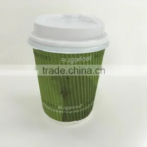 Solid Color Disposable 8oz 12oz 16oz Food Grade Corrugated Coffee Paper Cup thumbnail-2
