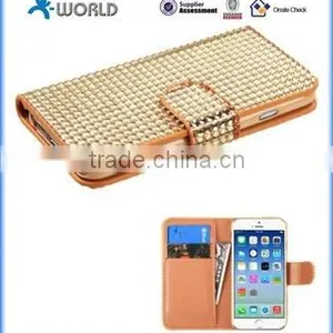 Slim Bling Diamond Leather Hard Case for IPhone 6S With Card Slot thumbnail-1