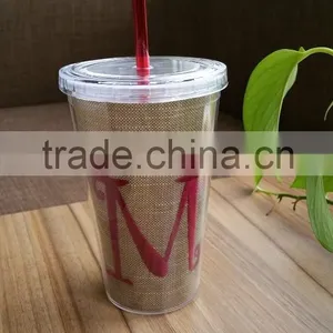 16OZ Double Wall Straw Tumbler With Flax Sheet in Side thumbnail-2