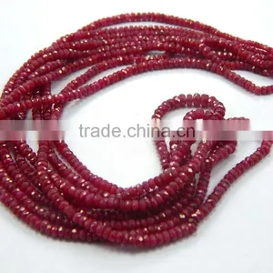 Natural Faceted Red Ruby Roundel Beads, Ruby Beads Strand thumbnail-1