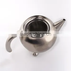 Stainless Steel 18/8 Round Tea Pot Tablewares SGS/FDA/LFGB Drinking Water Jug Housewares Tea Kettle With Three Pearl Legs thumbnail-4