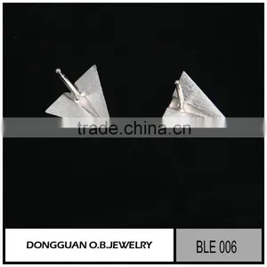 Fashion White Gold Silver Stud Earrings Setting Without Stone thumbnail-2