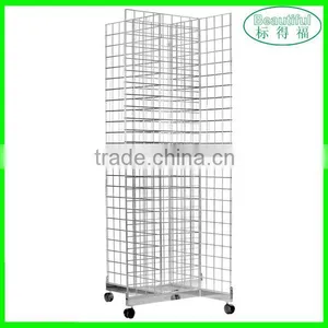High Quality Chrome Four Way Gridwall Mesh Stand thumbnail-1