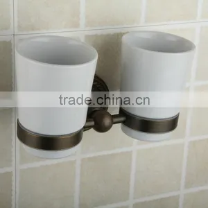 Antique Copper Pure Ceramic Dual Tumbler Holder for Bathroom Accessories thumbnail-1