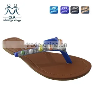 Brazil Flip Flop With Bead and Rhinestone Ladies Slipper and Shoes thumbnail-1