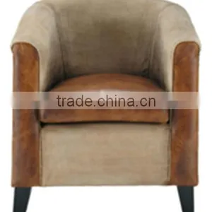 LEATHER CANVAS SINGLE SEATER SOFA, thumbnail-1