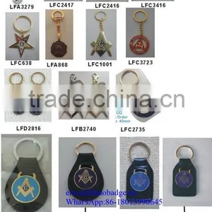 2016 New Promotional Item Metal Masonic Keyring Cheap Masonic Key Chains, Gold Masonic Keyholder thumbnail-1