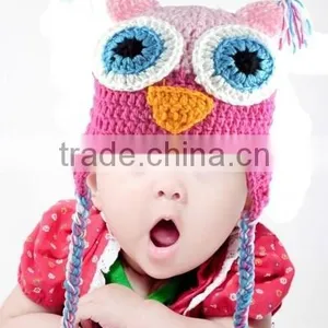 BABY HAT OWL-PINK thumbnail-1