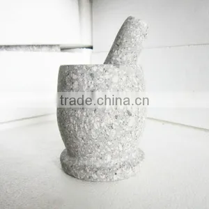 White Granite Maifan Stone Mortar and Pestle thumbnail-1