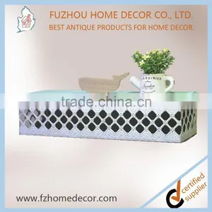 2017 Hot Sell Hollow Out Metal Wall Shelf With Wooden Board for Wall Decoration thumbnail-6