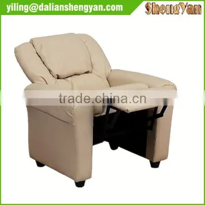 Children's Cream Colour PU Leather Look Cushioned Rocking Armchair & Footstool thumbnail-5