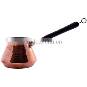 Coffee Making Pot in 100% Pure Solid Copper for Turkey With Wooden Handle thumbnail-1