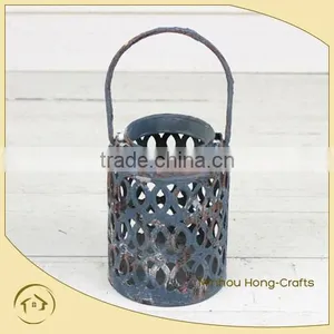 Antique Style Hanging Galvanized Metal Lantern thumbnail-1