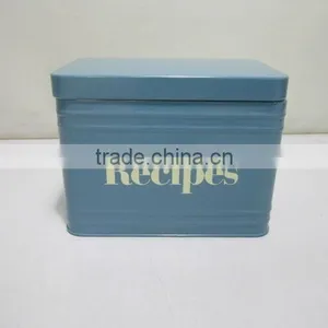 RETRO RECIPE BOX ALL METAL RECIPE CARD BOX RED & CREAM COUNTRY KITCHEN thumbnail-1