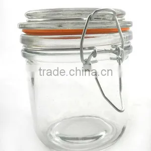 Round Glass Jar 200ml With Glass Locking Lid thumbnail-2